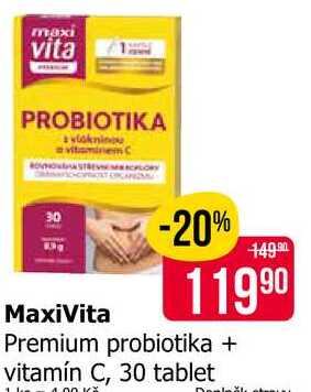 MaxiVita Premium probiotika + vitamín C, 30 tablet 