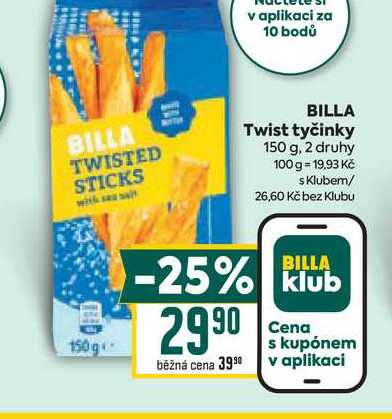 BILLA Twist tyčinky 150 g