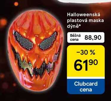Halloweenská plastová maska dýně