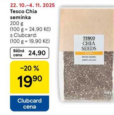 Tesco Chia semínka, 200 g 