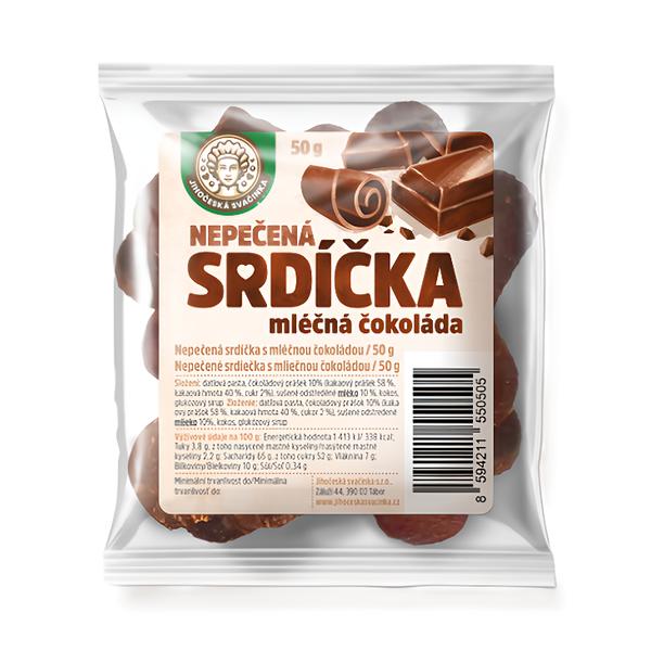 Jihočeská svačinka Ovocná nepečená srdíčka mléčná čokoláda