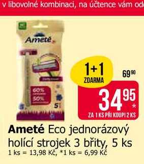 Ameté Eco jednorázový holící strojek 3 břity, 5 ks 