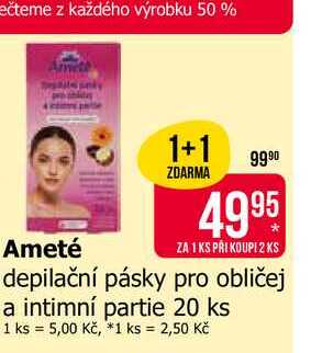 Ameté depilační pásky pro obličej a intimní partie 20 ks 