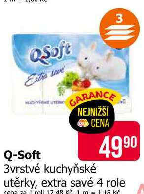 QSoft 3vrstvé kuchyňské utěrky, extra savé 4 role