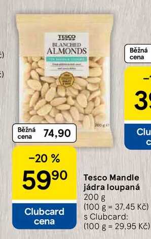 Tesco Mandle jádra loupaná, 200 g