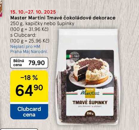 Master Martini Tmavé čokoládové dekorace, 250 g