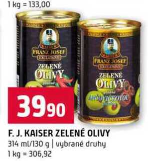 F. J. Kaiser zelené olivy 130g 