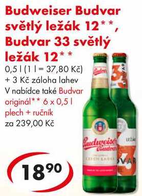 Budweiser Budvar 33 světlý ležák 12, 0,5 l