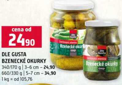 Dle gusta bzenecké okurky 340-660g