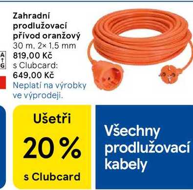 Zahradní prodlužovací přívod oranžový 30 m
