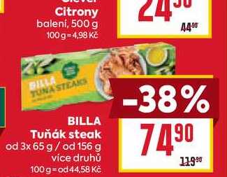 BILLA Tuňák steak od 3x 65 g/ od 156 g 