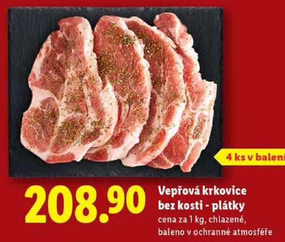 Vepřová krkovice bez kosti - plátky, cena za 1 kg