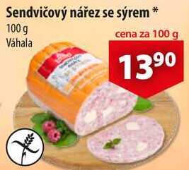 Sendvičový nářez se sýrem, 100 g