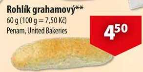 Rohlík grahamový, 60 g 