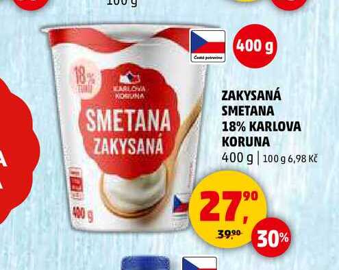 ZAKYSANÁ SMETANA 18% KARLOVA KORUNA, 400 g 