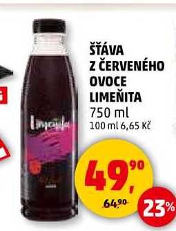 ŠŤÁVA Z ČERVENÉHO OVOCE LIMEŇITA, 750 ml 