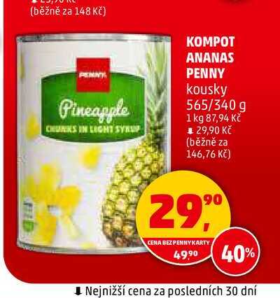 KOMPOT ANANAS PENNY, 565/340 g 