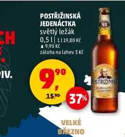 POSTŘIŽINSKÁ JEDENÁCTKA světlý ležák, 0,5 l