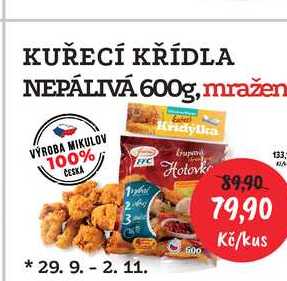 KUŘECÍ KŘÍDLA NEPÁLIVÁ 600g, mražená