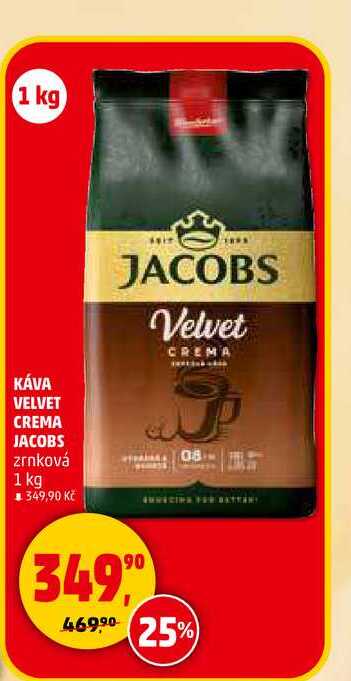 KÁVA VELVET CREMA JACOBS zrnková, 1 kg