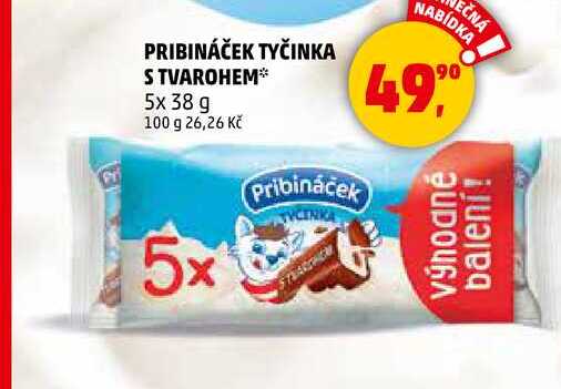 PRIBINÁČEK TYČINKA S TVAROHEM, 5x 38 g