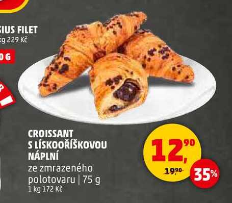 CROISSANT S LÍSKOOŘÍŠKOVOU NÁPLNÍ, 75 g