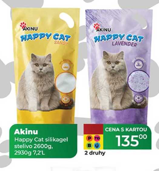 Akinu Happy Cat silikagel stelivo 2600g, 2930g 7,2'L
