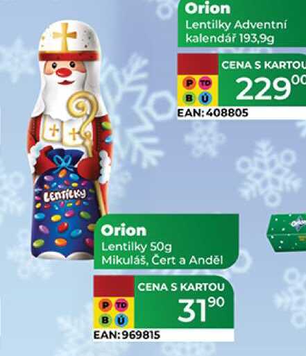 Orion Lentilky 50g Mikuláš, Čert a Anděl