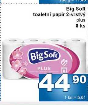 Big Soft toaletni papir 2-vrstvý plus 8 ks