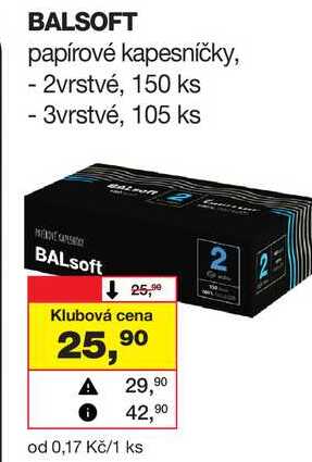 BALSOFT papírové kapesníčky, - 2vrstvé, 150 ks - 3vrstvé, 105 ks