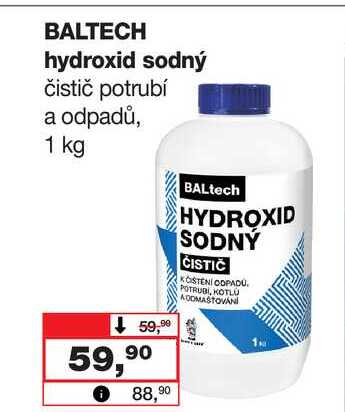 BALTECH hydroxid sodný čistič potrubí a odpadů, 1 kg