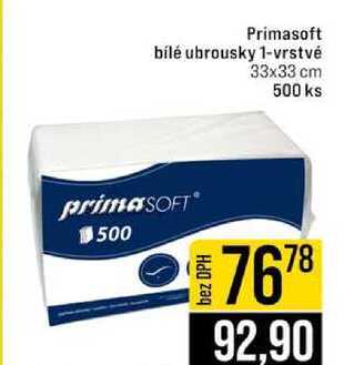 Primasoft bílé ubrousky 1-vrstvé 500 ks