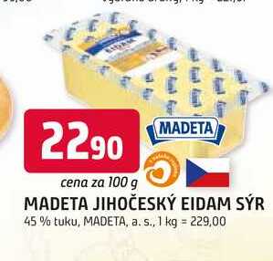 MADETA JIHOČESKÝ EIDAM SÝR 45% tuku, 100g