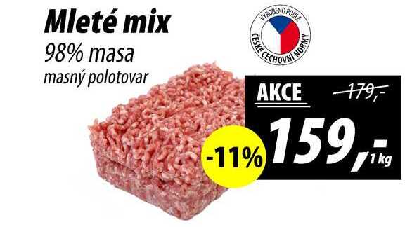 Mleté mix 98% masa masný polotovar, 1 kg
