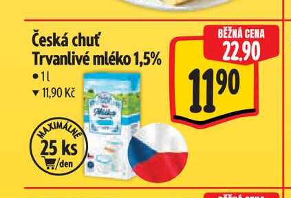 Česká chuť Trvanlivé mléko 1,5% 1 l