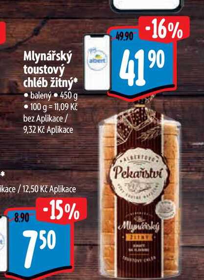 Mlynářský toustový chléb žitný 450 g