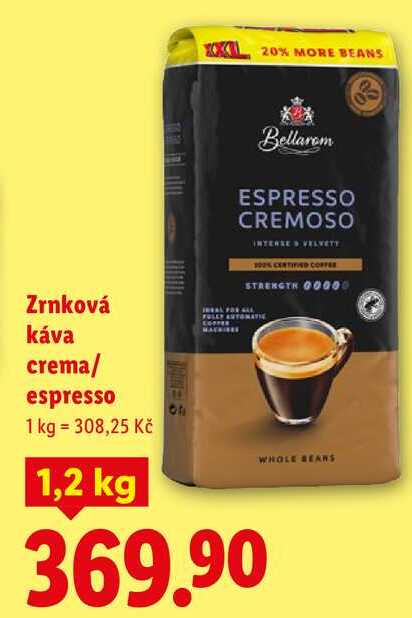 Zrnková káva crema/espresso, 1,2 kg