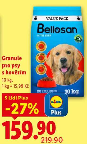 Granule pro psy s hovězím, 10 kg