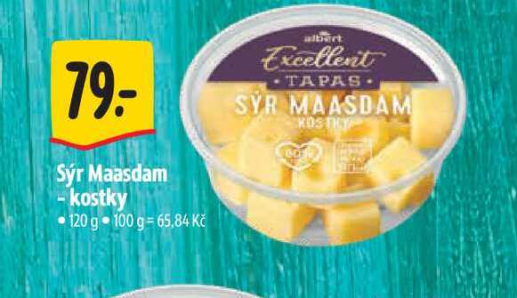 Sýr Maasdam - kostky 120 g