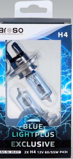 Autožárovky Aroso Deutschland Light Plus H4 12V 60/55W P43t sada 2ks - blue / xenonový efekt