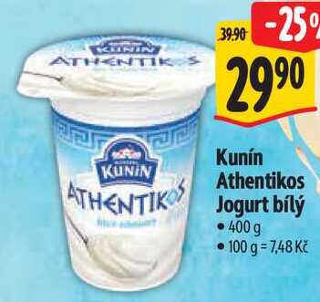 Kunín Athentikos Jogurt bílý, 400 g