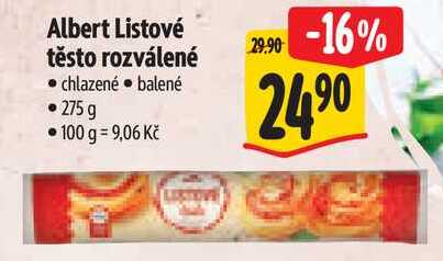 Albert Listové těsto rozválené, 275 g