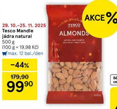 Tesco Mandle jádra natural, 500 g