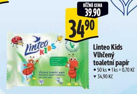 Linteo Kids Vlhčený toaletní papír, 50 ks