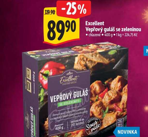 Excellent Vepřový guláš se zeleninou chlazené 400 g