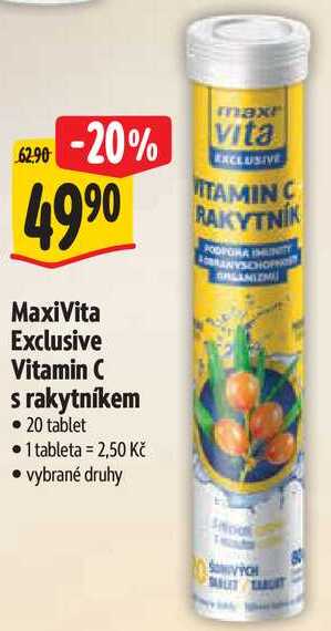 MaxiVita Exclusive Vitamin C s rakytníkem, 20 tablet