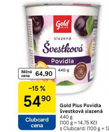 Gold Plus Povidla švestková slazená, 440 g 