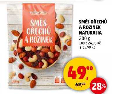 SMĚS OŘECHŮ A ROZINEK NATURALIA, 200 g