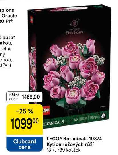 LEGO® Botanicals 10374 Kytice růžových růží 18+, 789 kostek
