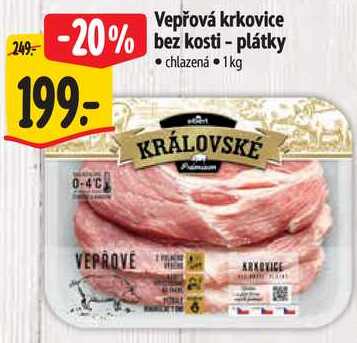Vepřová krkovice bez kosti - plátky, 1 kg
